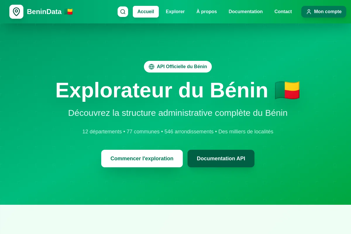 Aperçu du site Bénin Data