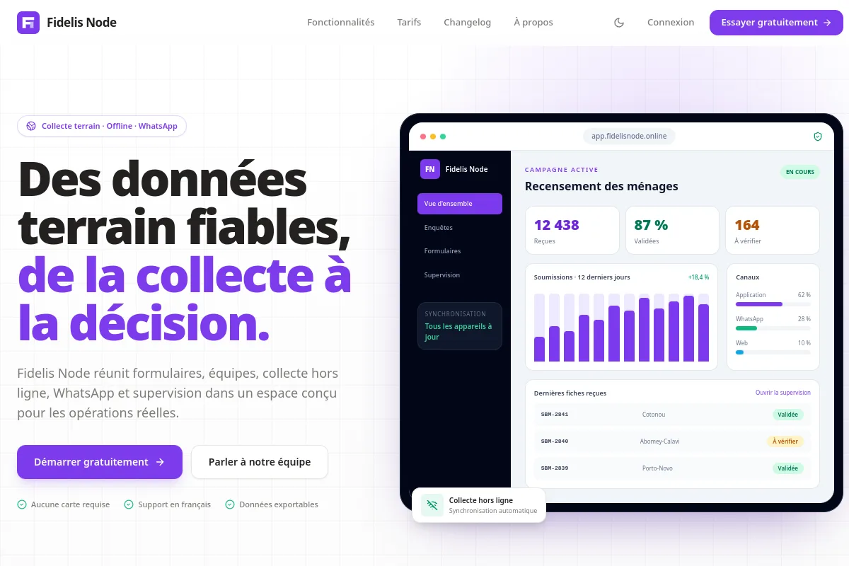 Aperçu du site Fidelis Node